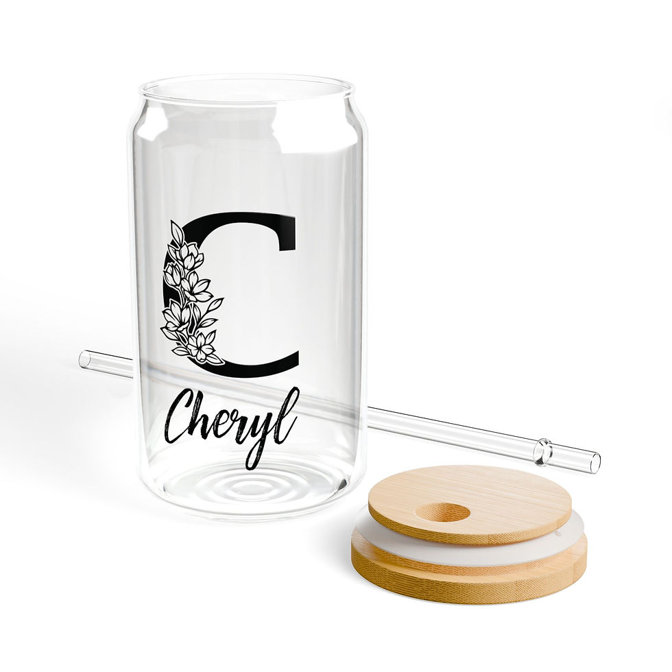 Thumbnail: Monogram Floral Letter & Name Glass Sipper