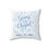 Thumbnail: White throw pillow with blue text: Going to the Chapel, Miss to Mrs.