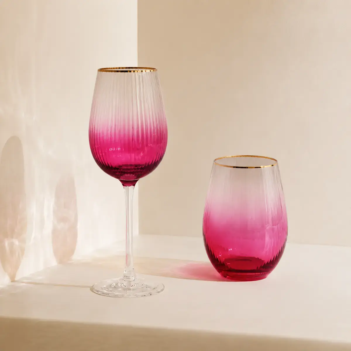 Pink and Gold Glassware