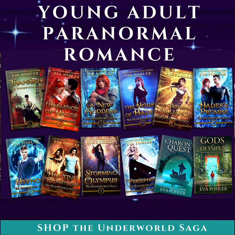 The first ten books in The Underworld Saga are shown in paperback.