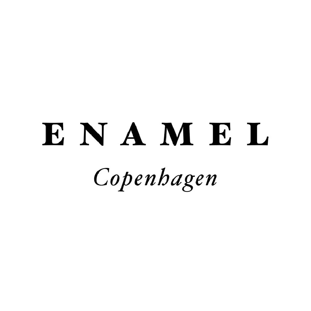 Enammel Copenhagen brand logo detail.