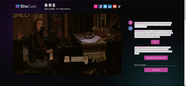Example of an artist's ShoCast Hub on GIF format