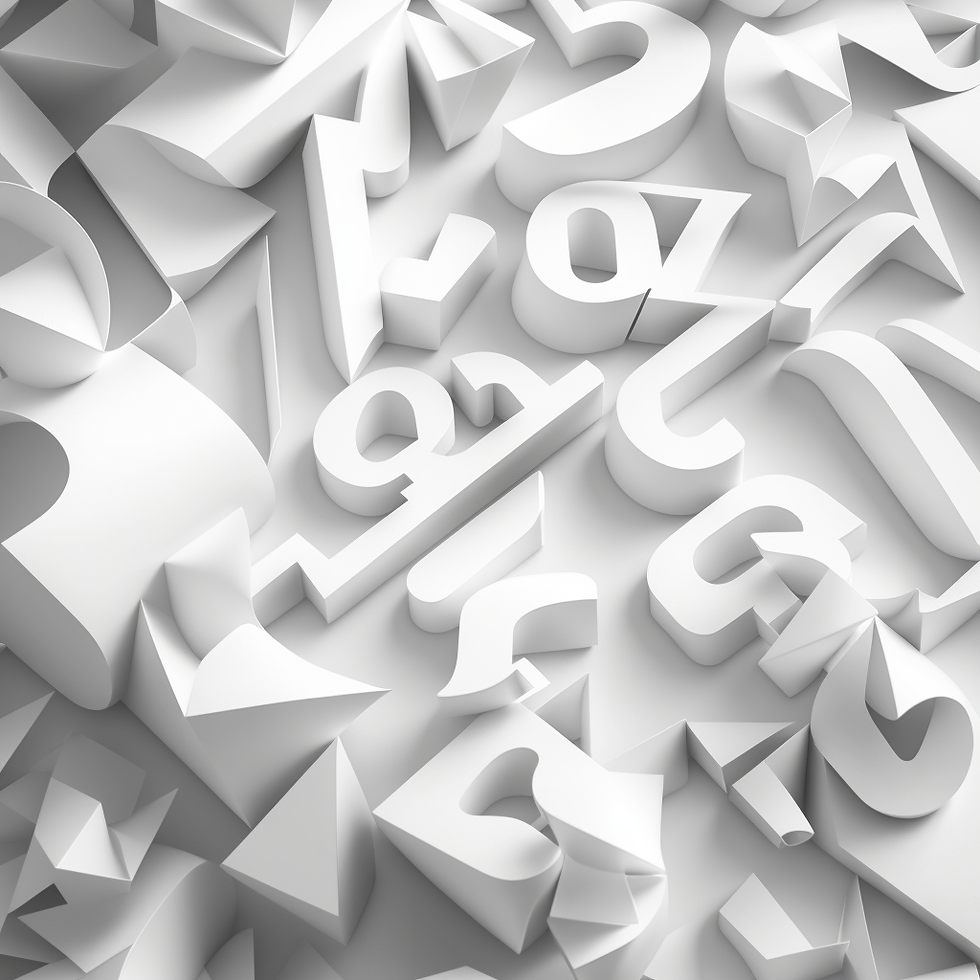 Photo of abstract, random letters embossed on white paper.