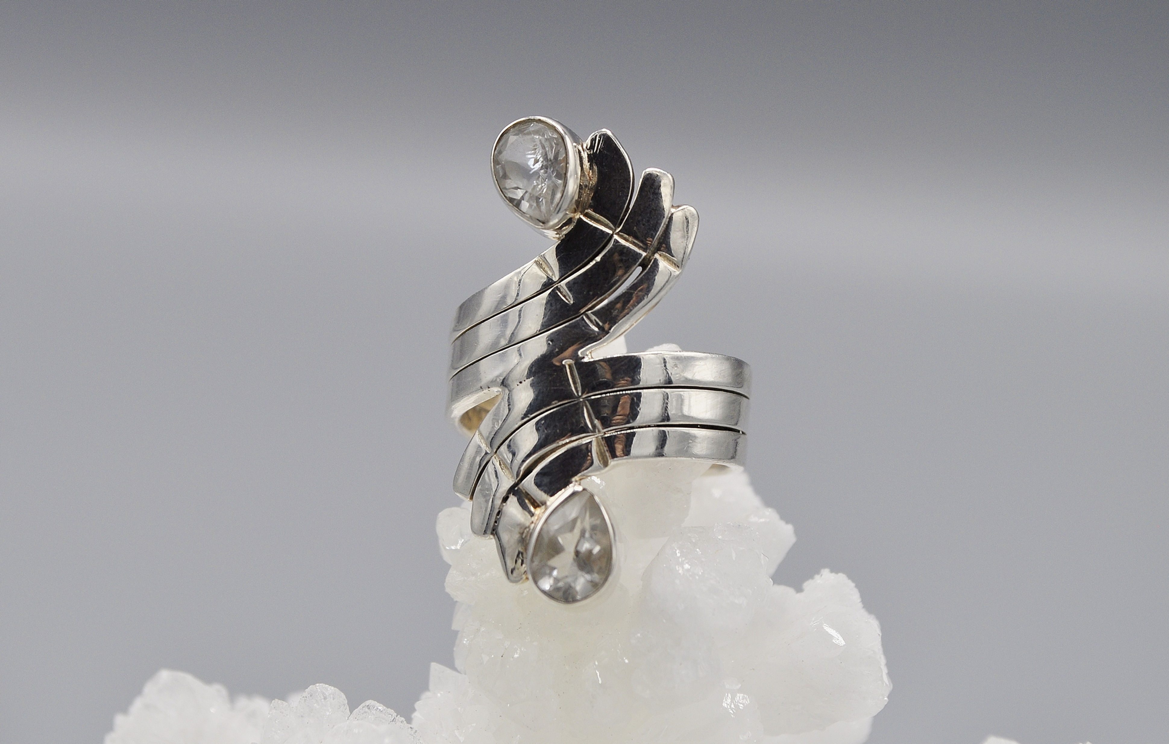 Clear Quartz Ring, Sterling Silver .925, Size 7.75