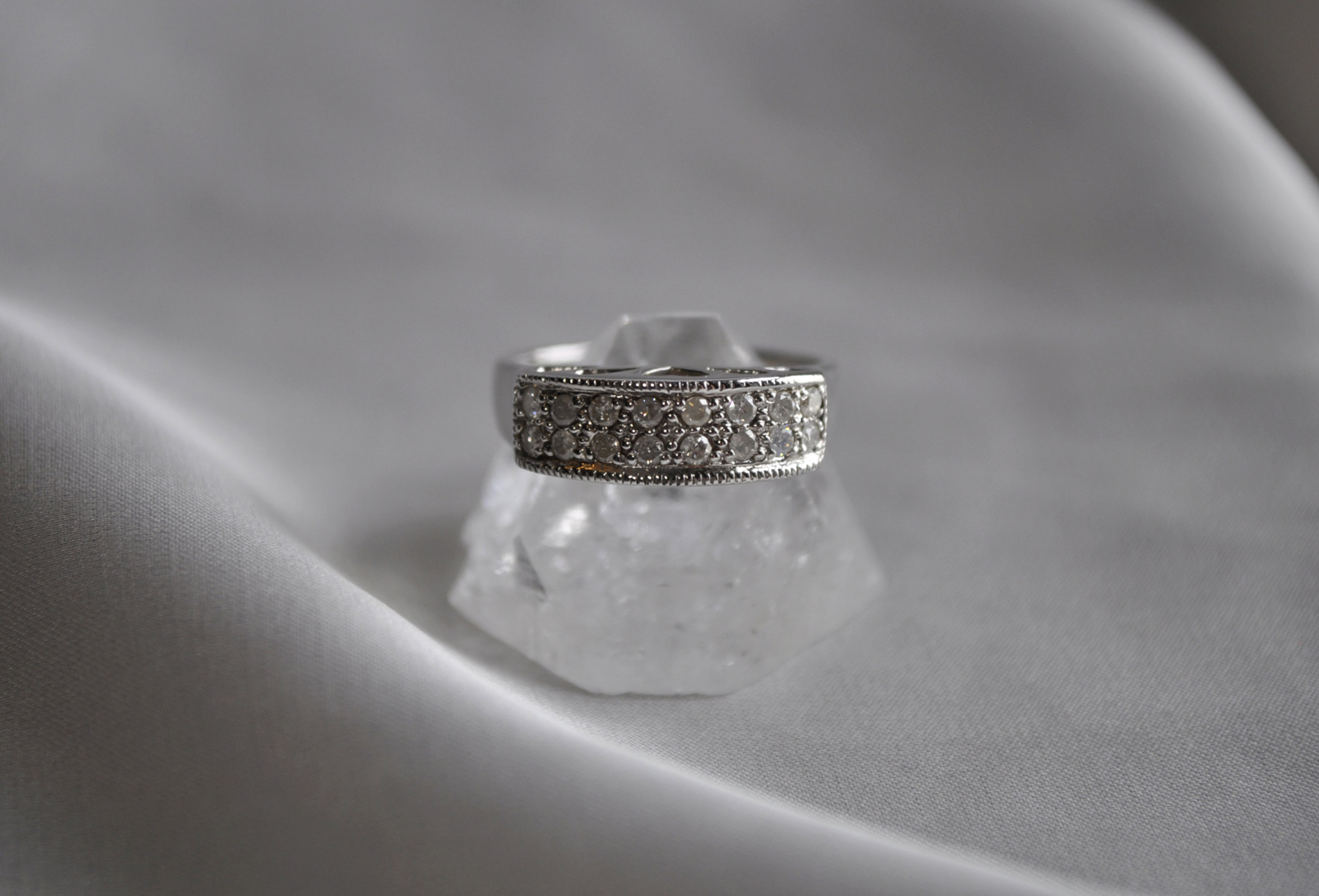 Natural Diamond Ring, Size 7.5