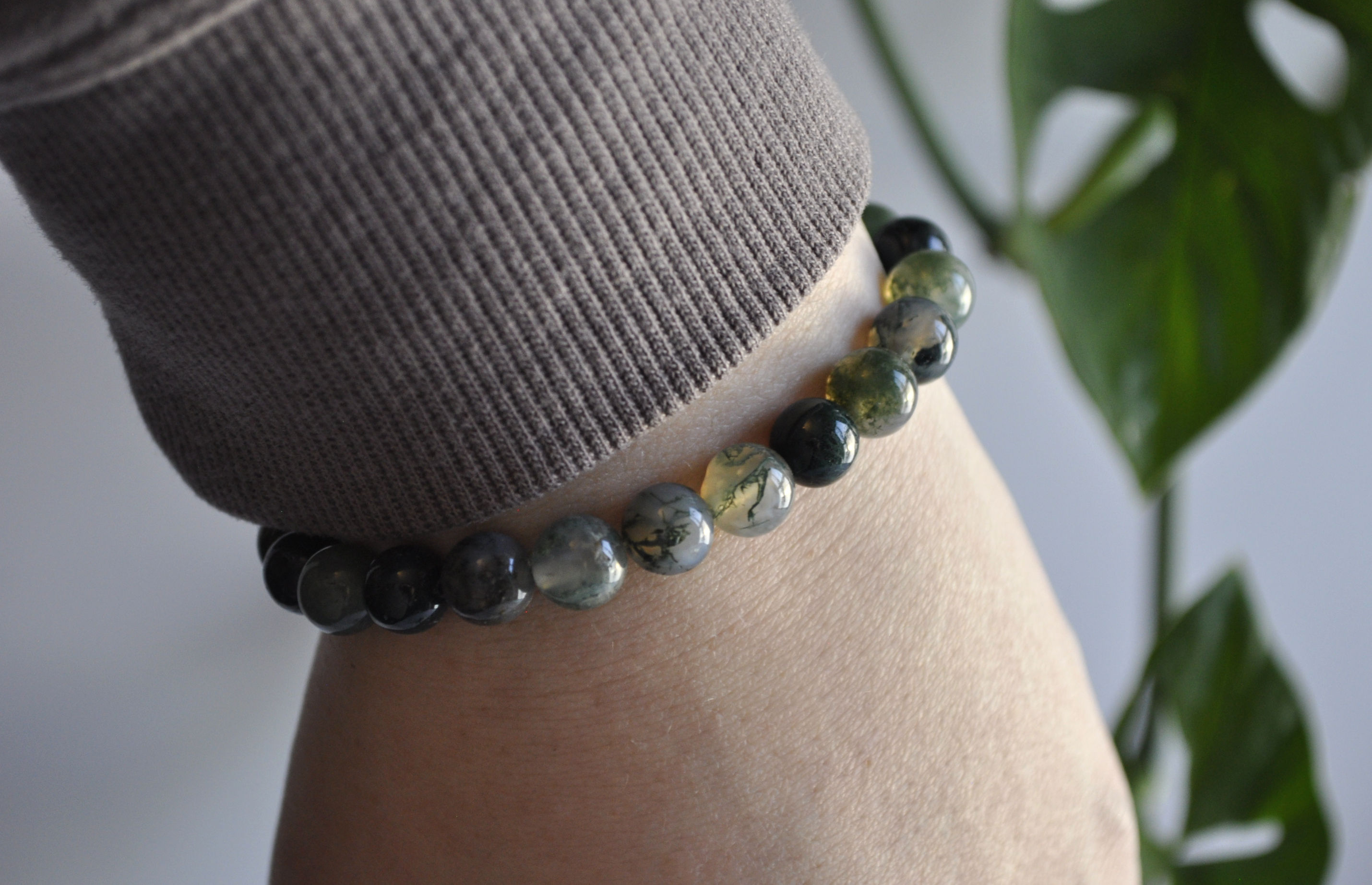 Green Moss Agate Bracelet, Size 7"