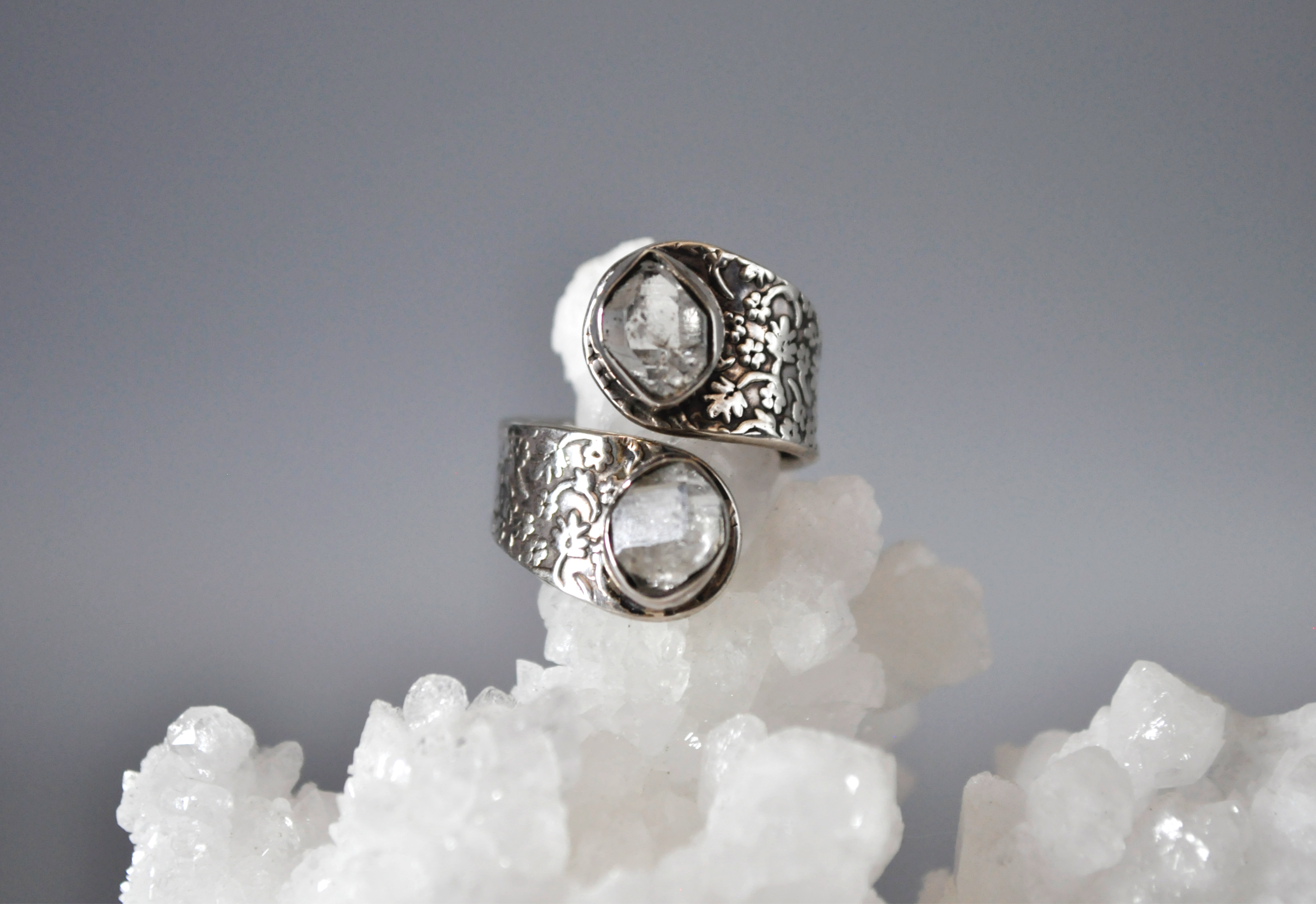 Herkimer Diamond Ring, Sterling Silver .925, Size 8