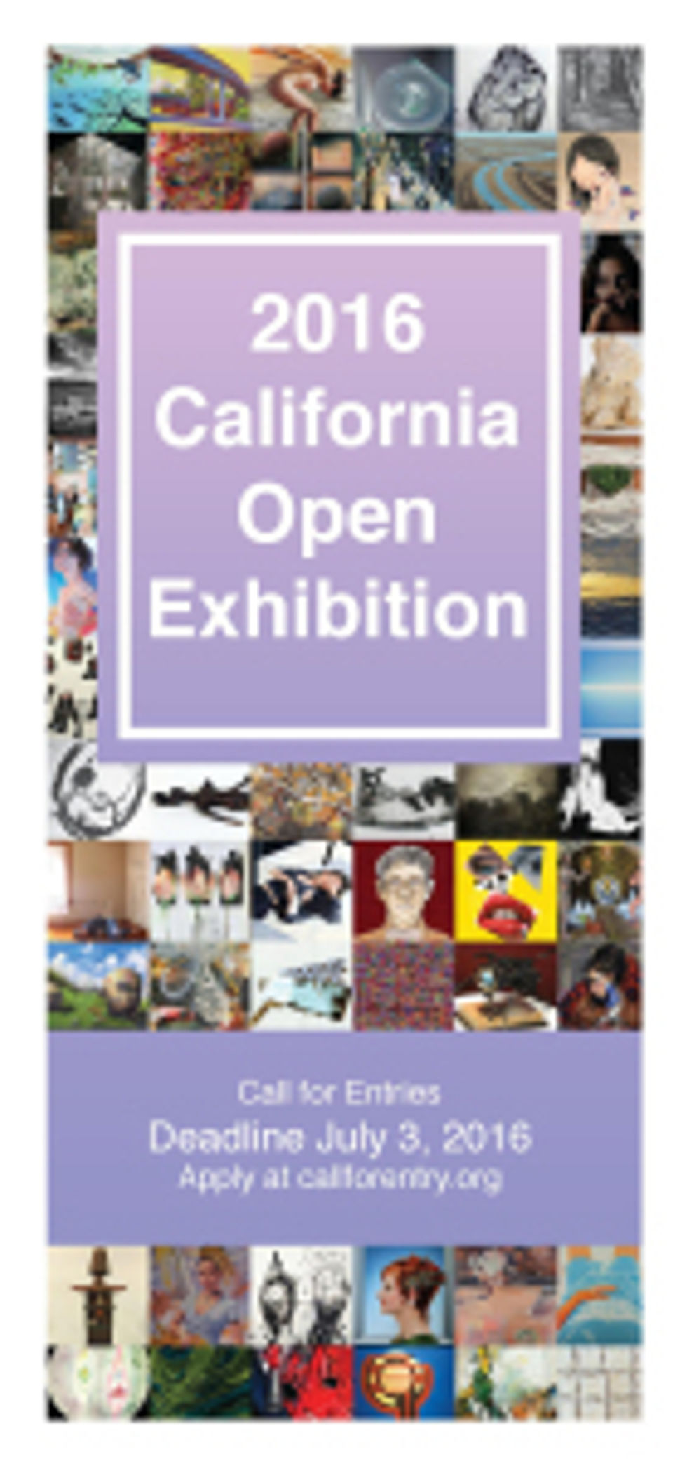 Cover of the Call for Entries PDF brochure for "2016 California Open Exhibition" at TAG Gallery, in Bergamot Station Arts Center, Santa Monica, California.
