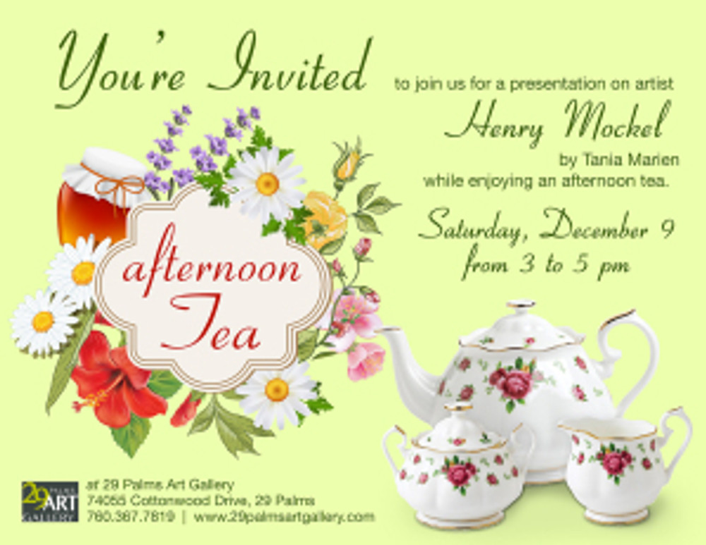 Invitation to "Afternoon tea and the serigraphs of Henry R. Mockel," a lecture by Tania Marien.
