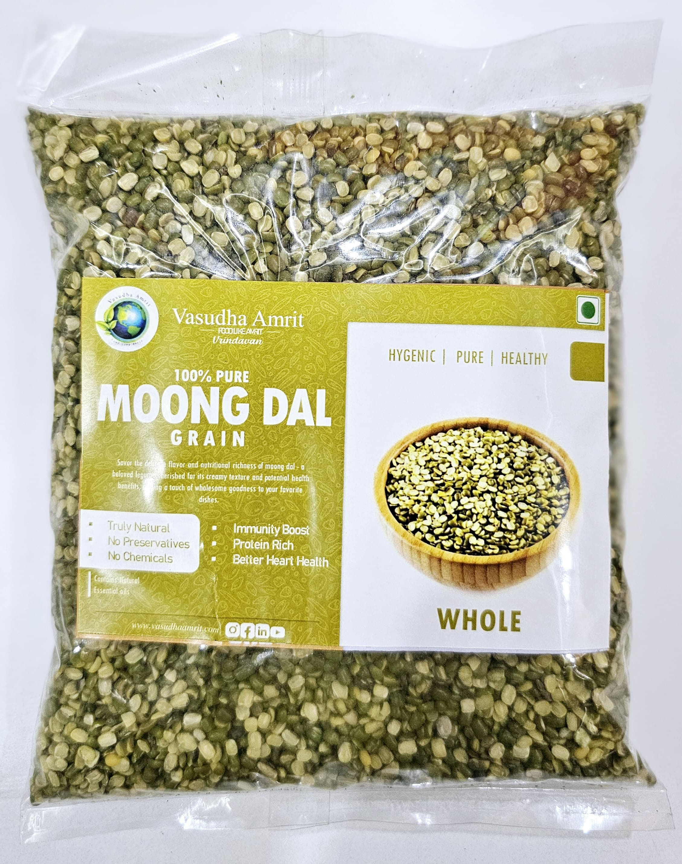 Vasudha Amrit Moong Chilka Dal - 500 Grm.