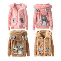 Thumbnail: Boys Girls Thick Jackets Winter Kids Padded Fleece Warm Coats Children Hooded Co