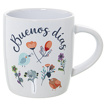 Mug de Cerámica decorado.  "Buenos días". 375 ml