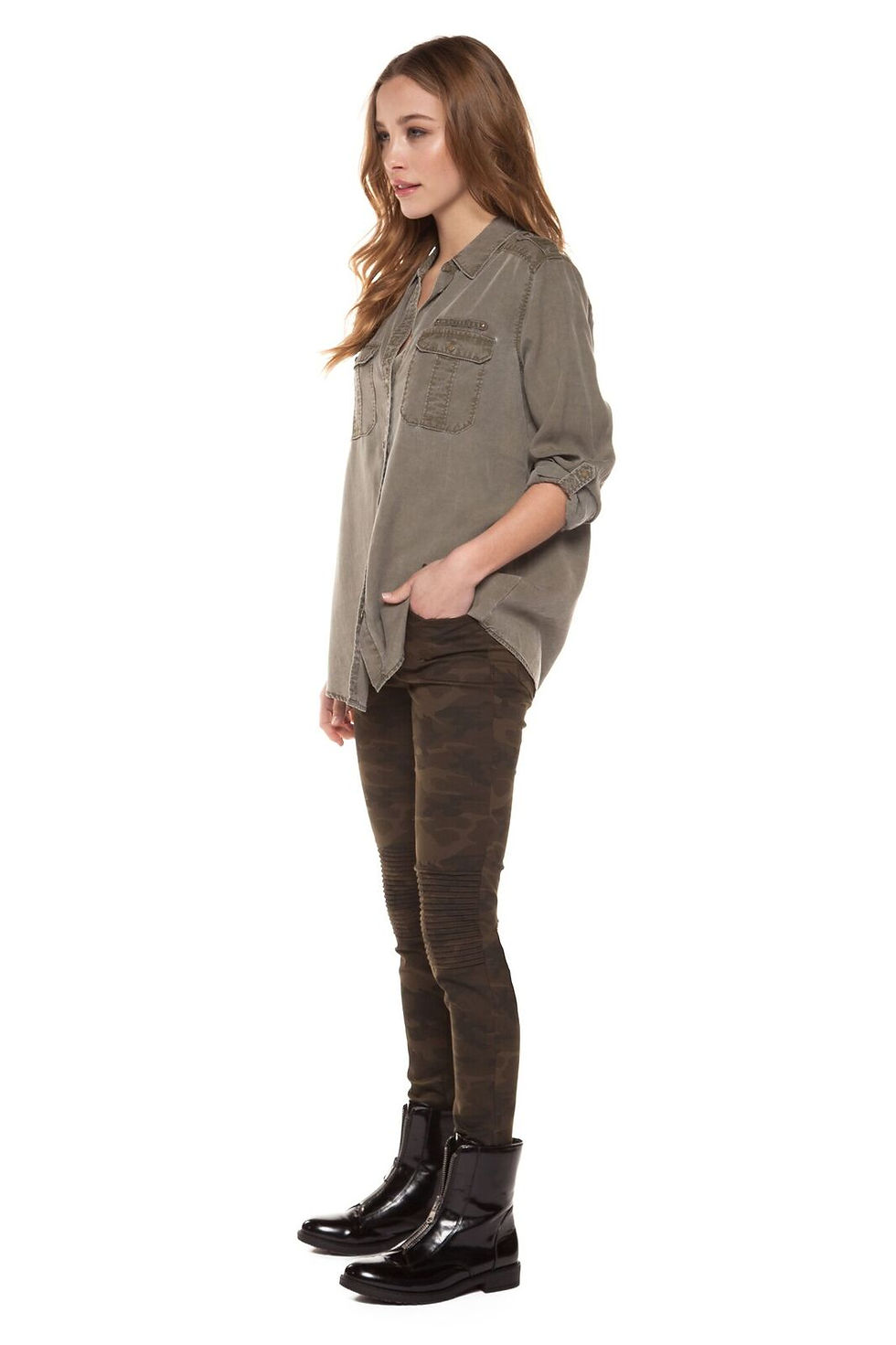 Thumbnail: Dex Faded Button Up- Khaki Wash | 1223255