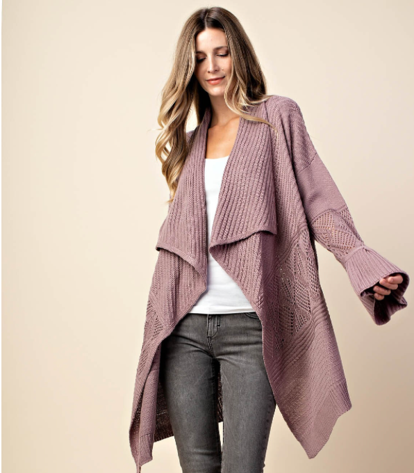 Thumbnail: Kori Textured Long Cardigan | Ash Purple