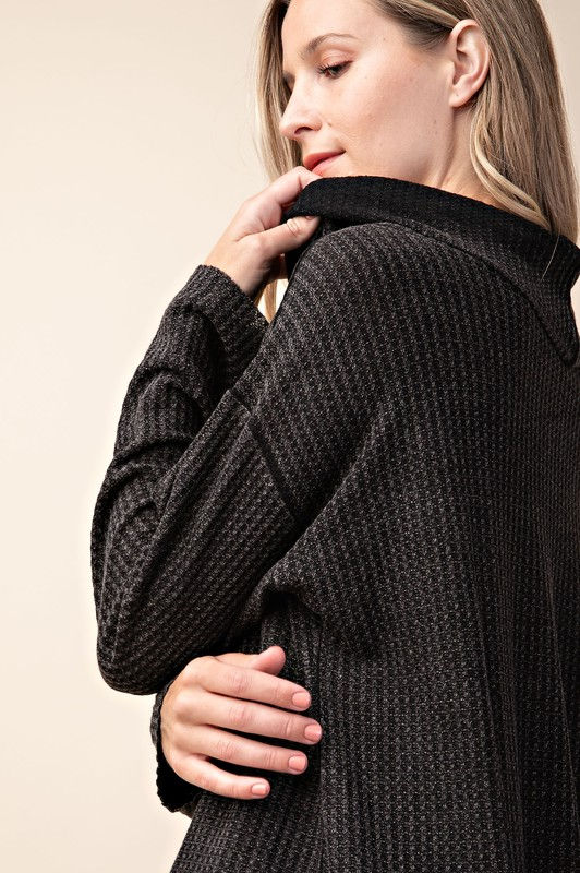 Thumbnail: Kori Drapery Neck Mineral Washed Top | Black