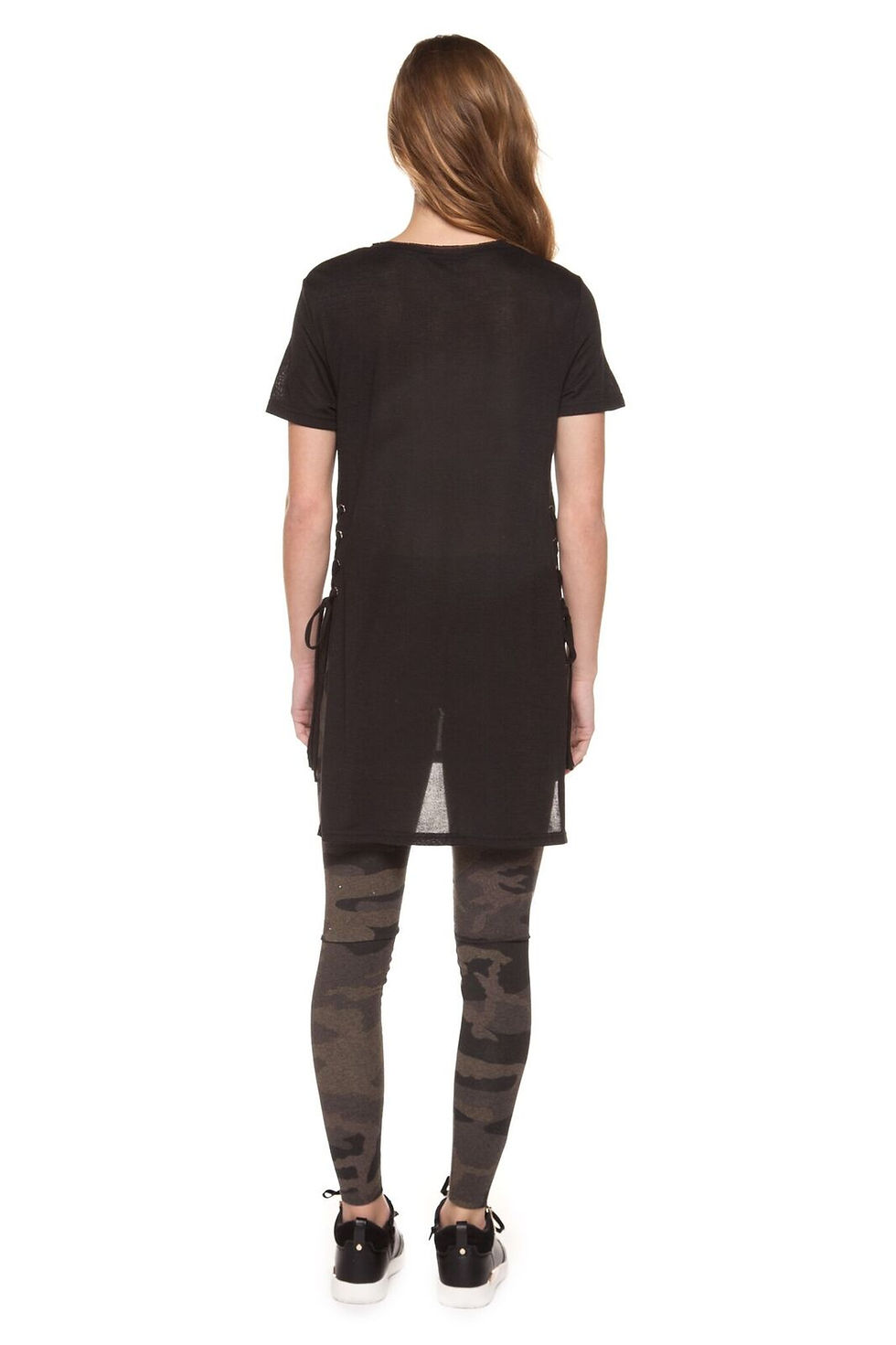 Thumbnail: Dex Tee with Lace Up Bottom- Black| 1224040