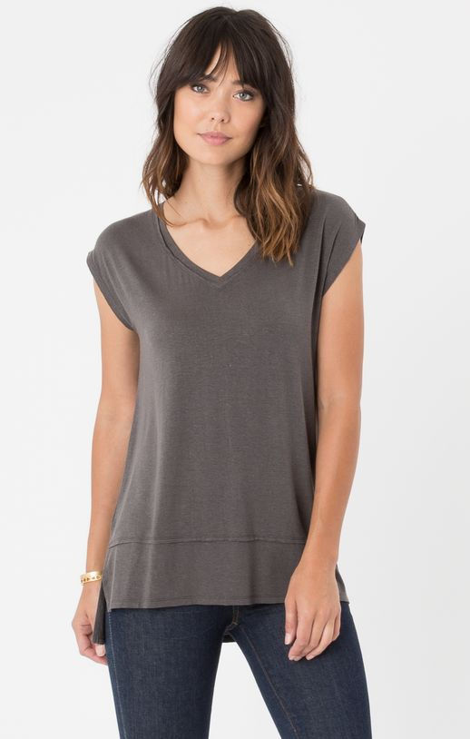 Z SUPPLY The Mia Linen Tee - Charcoal