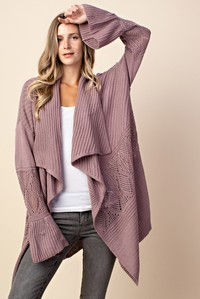 Thumbnail: Kori Textured Long Cardigan | Ash Purple