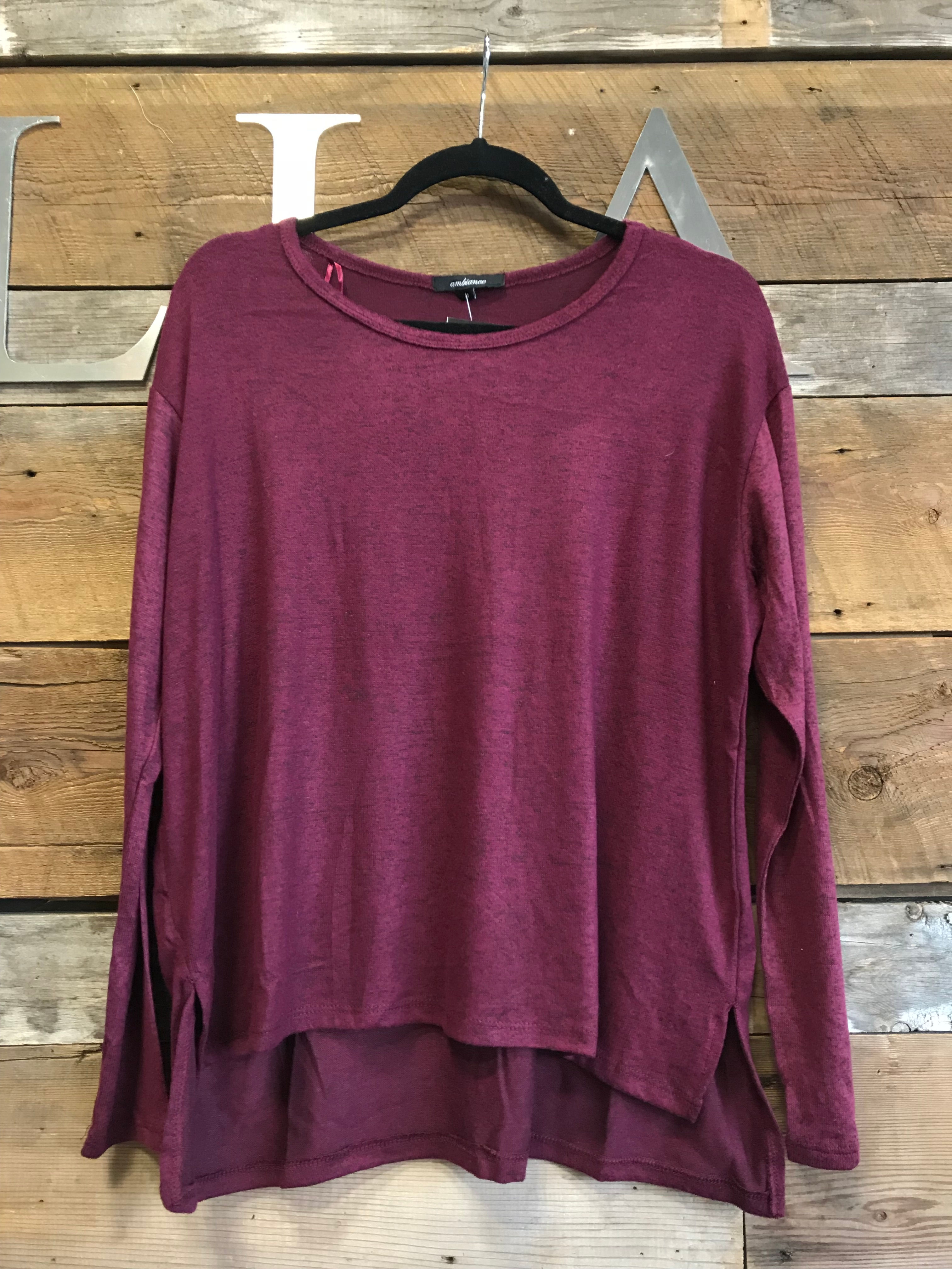Ambiance Long Sleeve w/ Side Slits - Burgundy