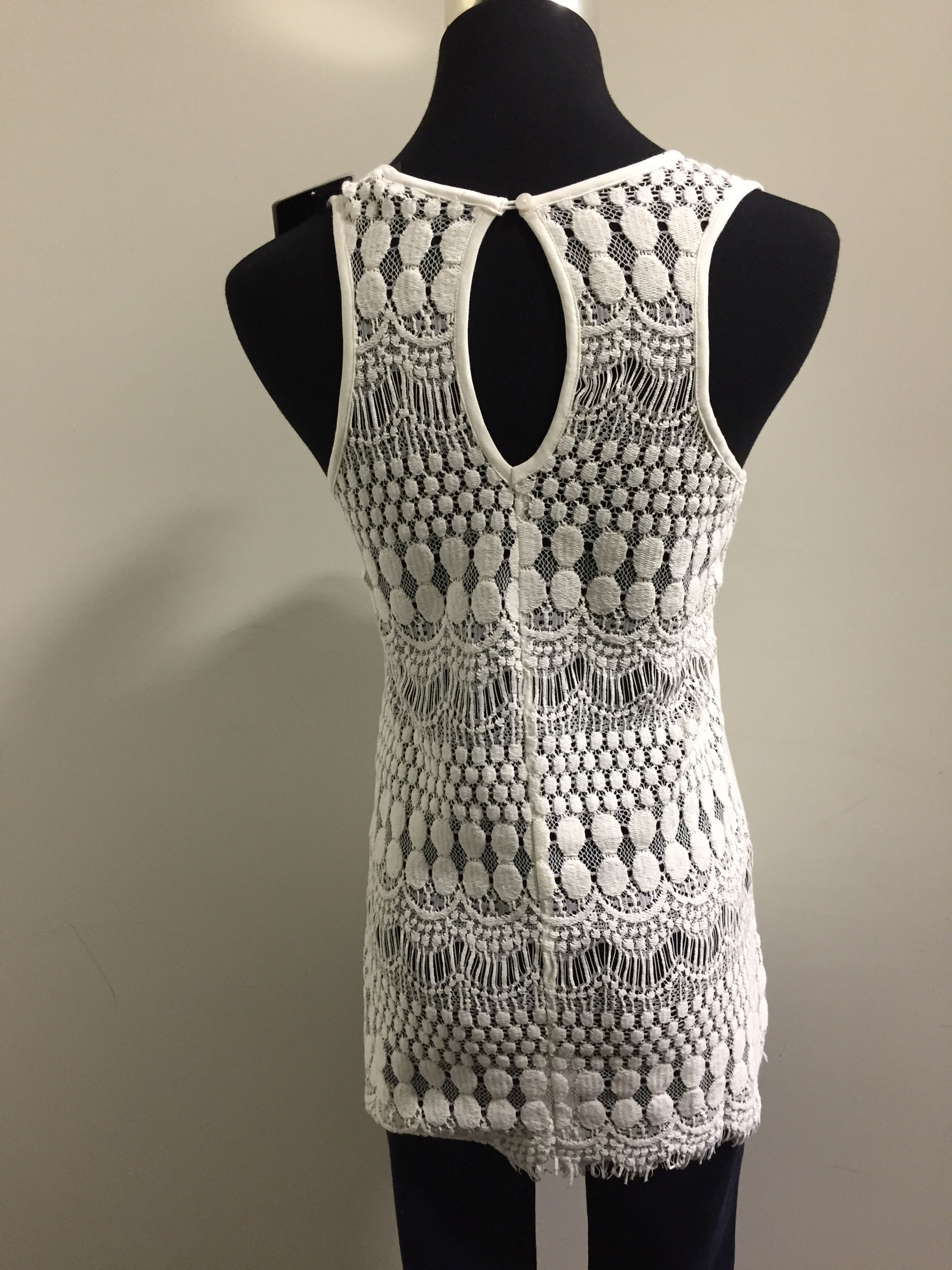 Orb Sleeveless White Top Lace Back