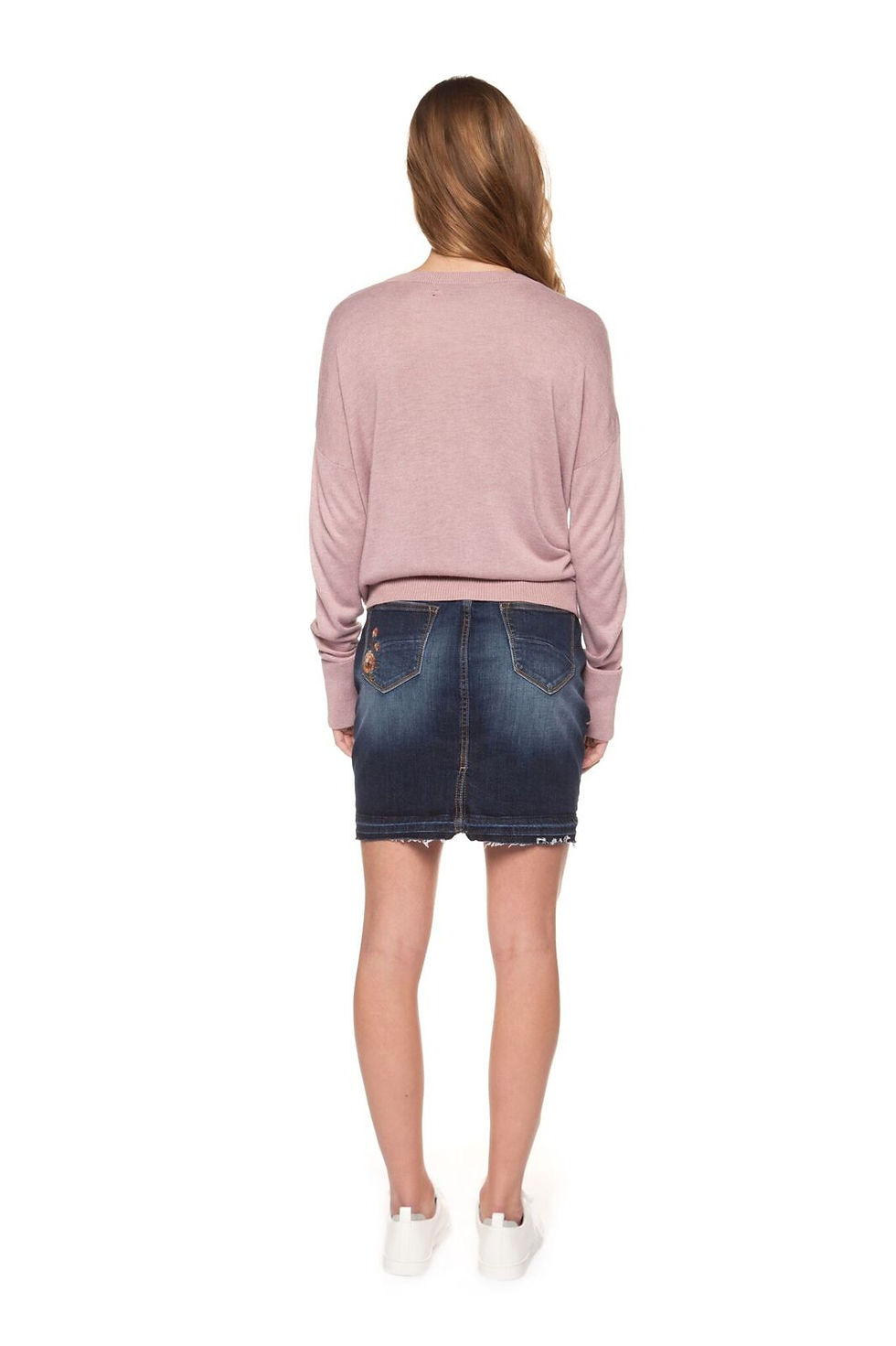 Thumbnail: Dex Scoop-Neck Sweater w/ Front Knot - Dusty Pink Heather | 1227124