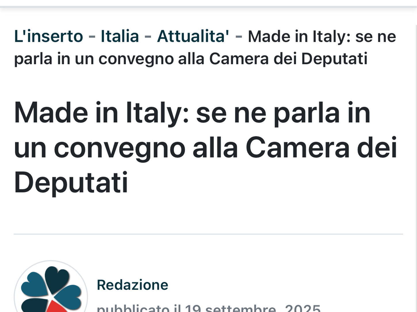 Made in Italy: se ne parla in un convegno alla Camera dei Deputati