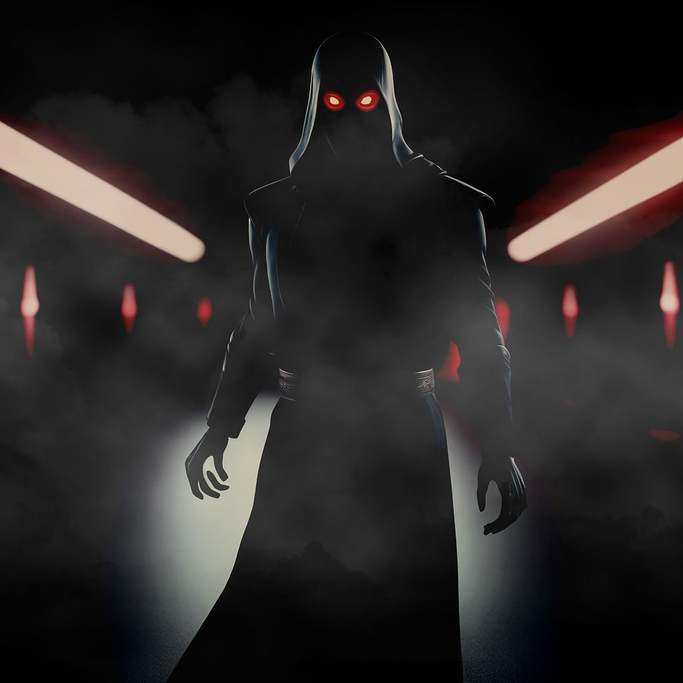Shadow Figure with Red Eyes