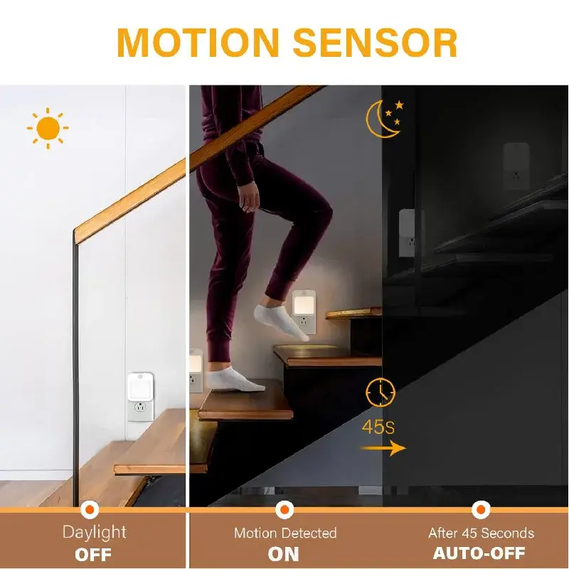 Thumbnail: Night Light Motion Sensor With LED Light EU Plug Lamps Children'S Night Light