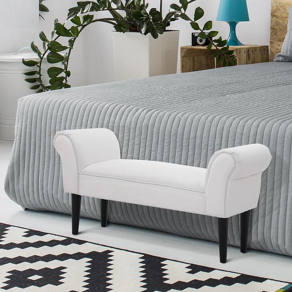 Thumbnail: Upholstered MDF Bedroom Chaise Lounge Bench - White