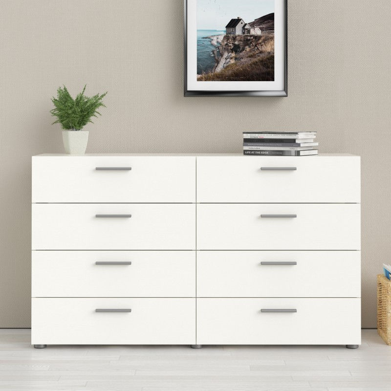 Thumbnail: Pepe Wide Chest of 8 Drawers (4+4) in White Woodgrain