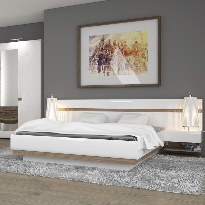 Thumbnail: Chelsea Bedroom Kingsize Bed in white with a Oak trim with Lift Up Function