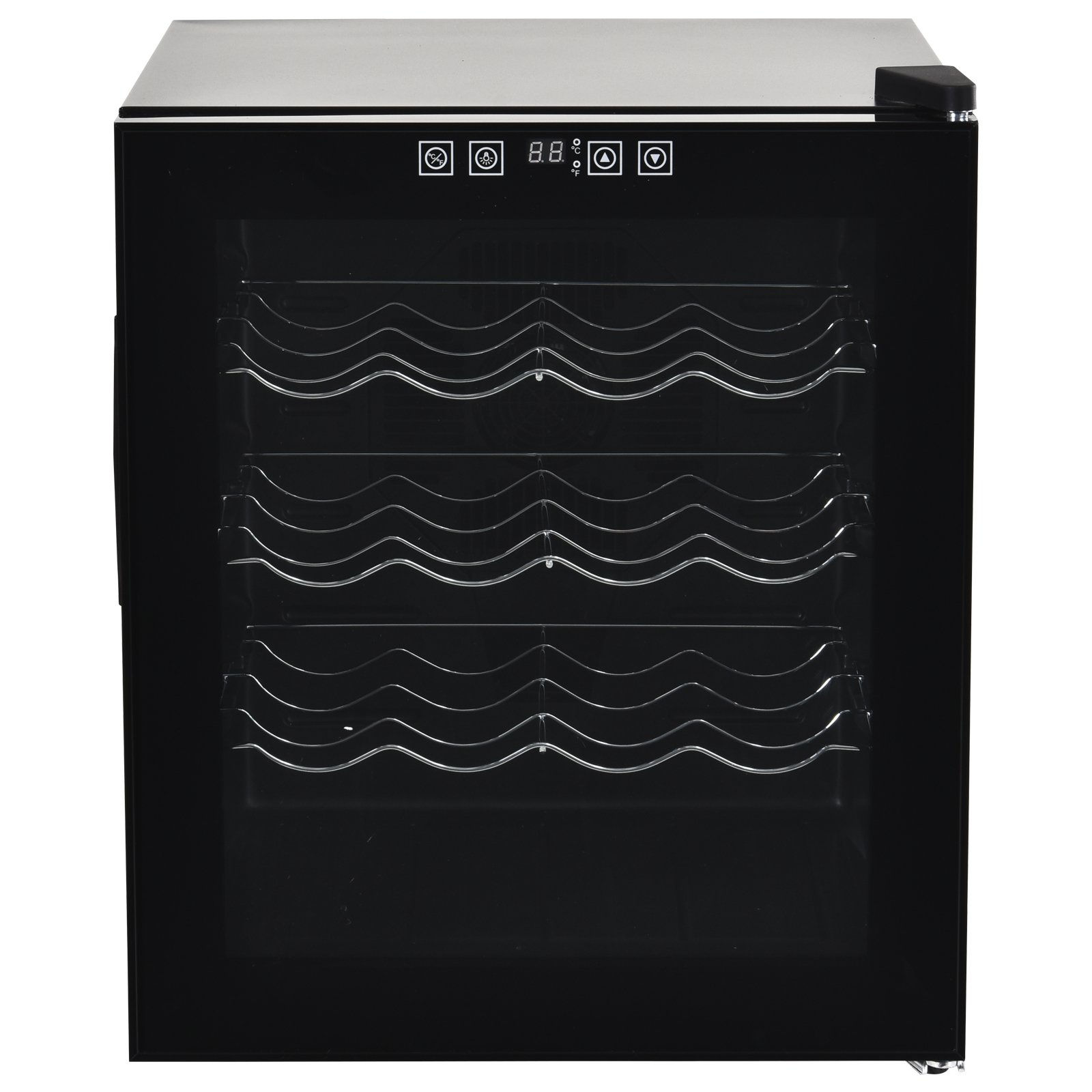 16-Bottle Tempered Glass Mini Bar Ice Cooler Box with LED Light - Black