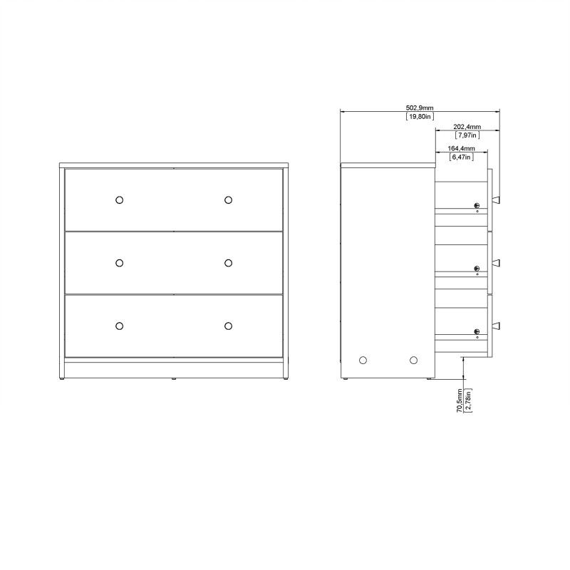 Thumbnail: May Chest of 3 Drawers in Grey