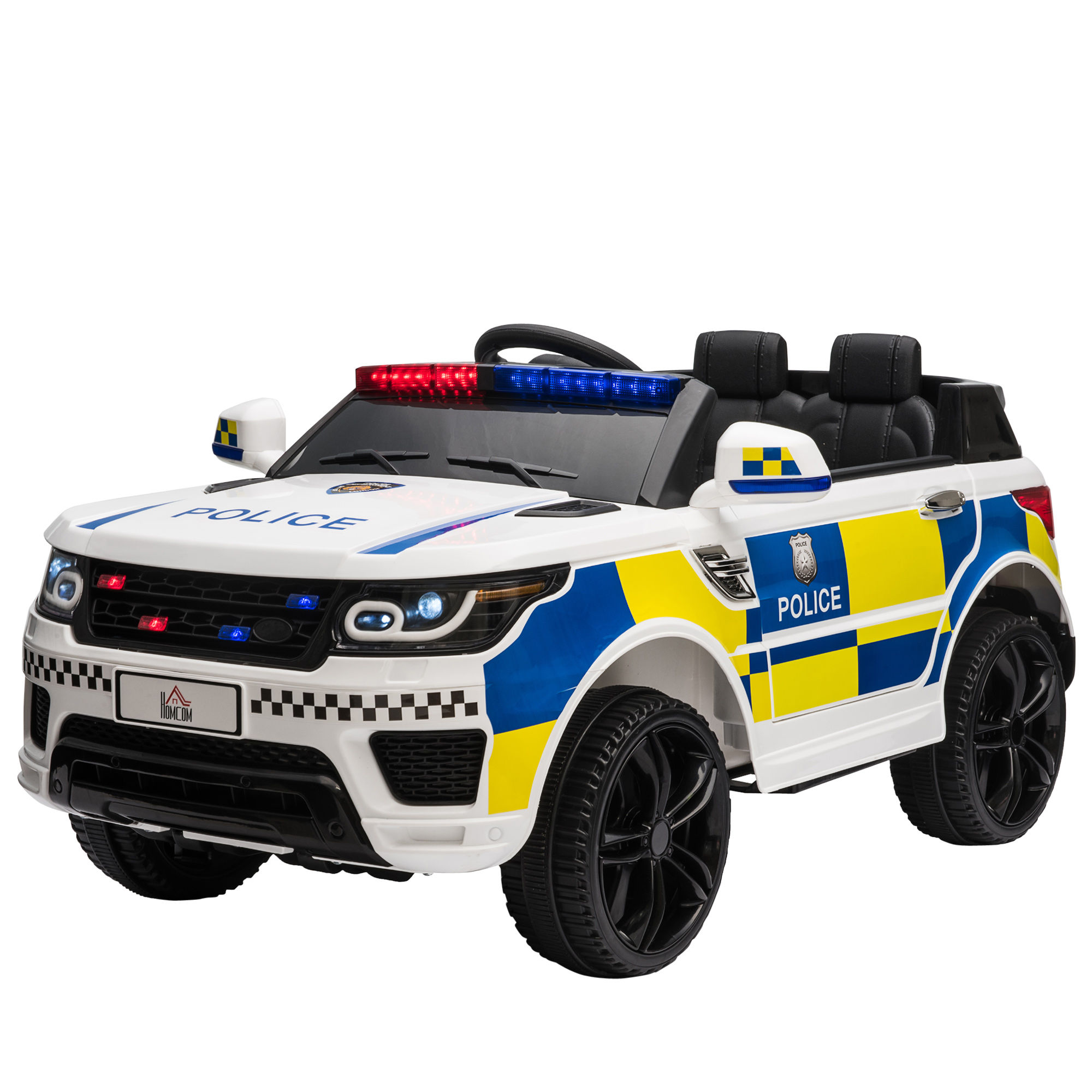 12V Kid Electric Ride On Police Car with Remote Siren Light Bluetooth 3-6 Years