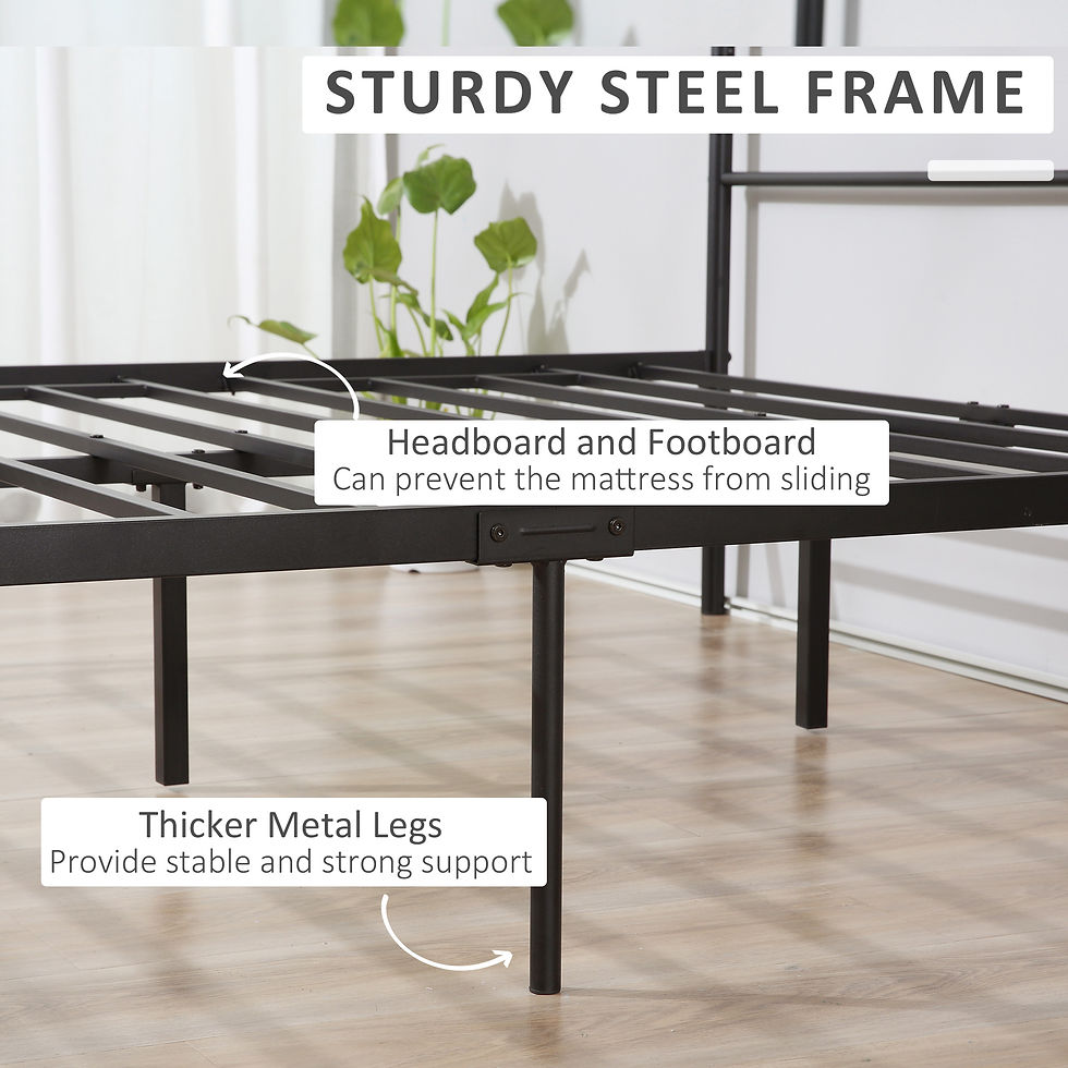 Thumbnail: Double Metal Bed Frame with Headboard and Footboard, Underbed Storage Space