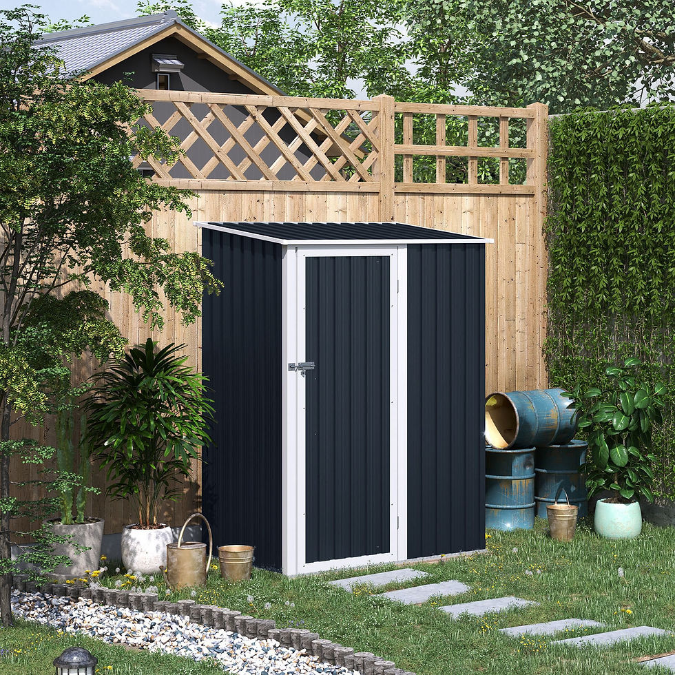 Thumbnail: Corrugated Steel Single Door Storage Garden Tool Shed - Grey