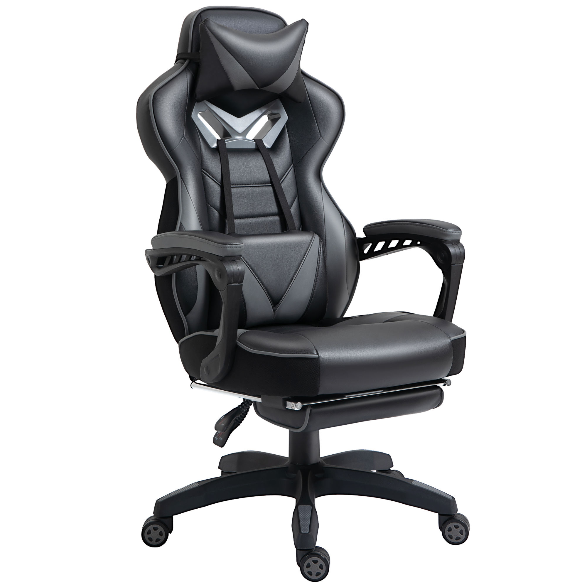 Vinsetto Gaming Chair Reclining with Manual Footrest Stylish Office Grey