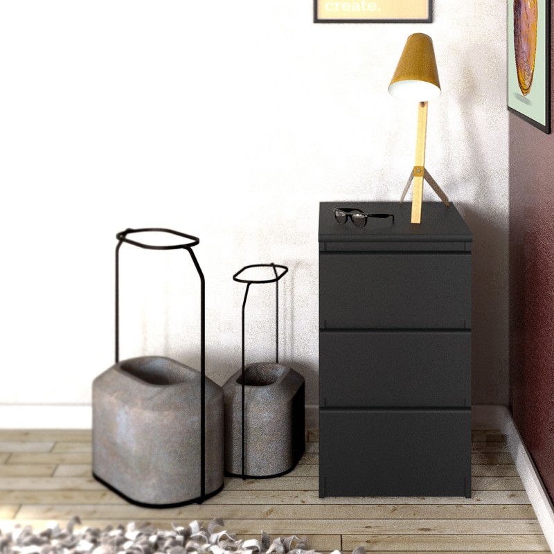 Thumbnail: Naia Bedside 3 Drawers in Black Matt