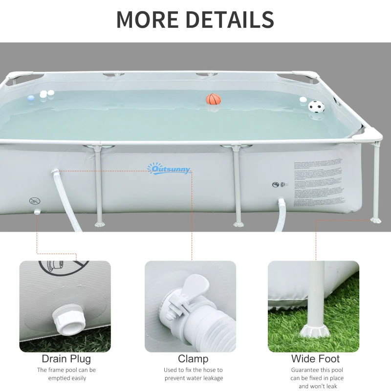 Thumbnail: Steel Frame Swimming Pool with Filter Pump 252L x 152W x 65Hcm in Grey