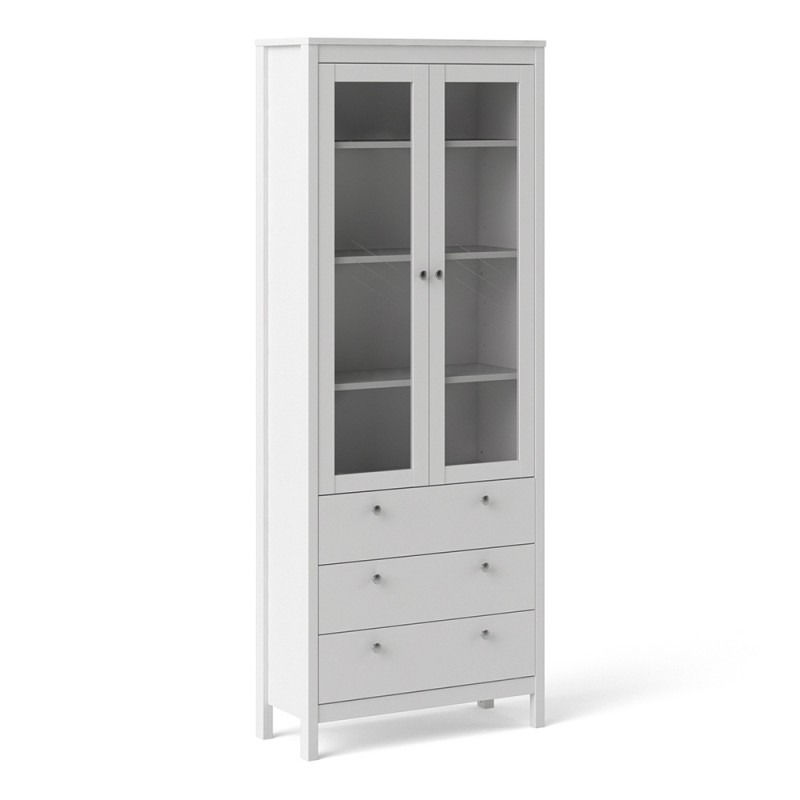 Madrid China cabinet 2 doors w/glass + 3 drawers in White