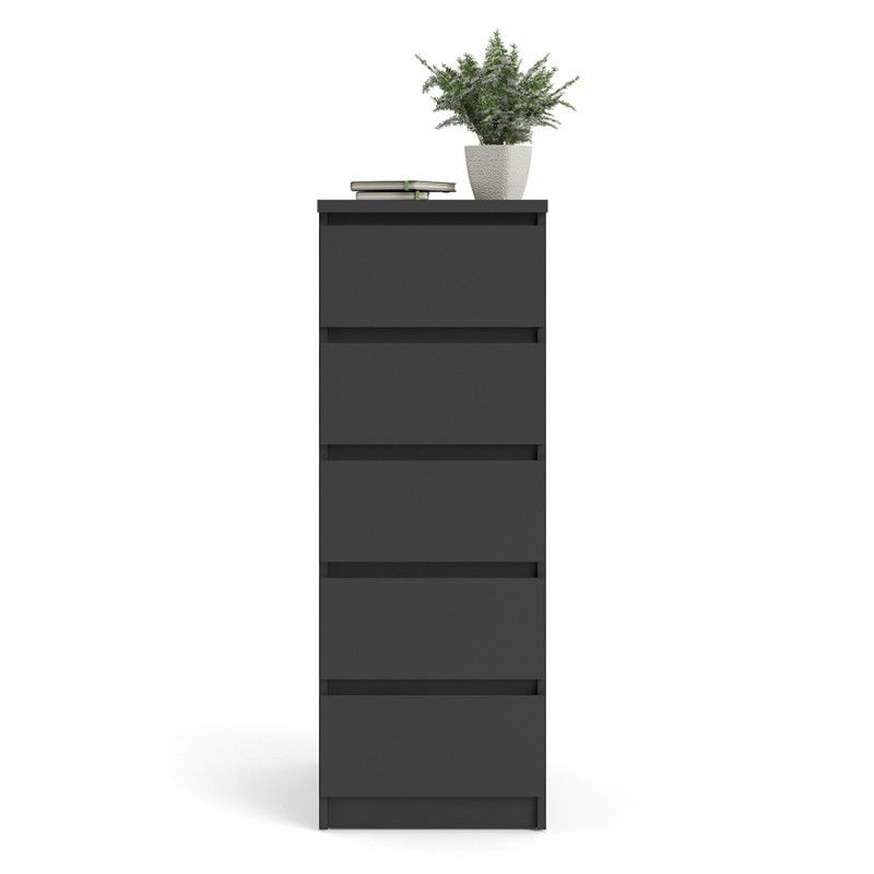 Thumbnail: Naia Narrow Chest of 5 Drawers in Black Matt