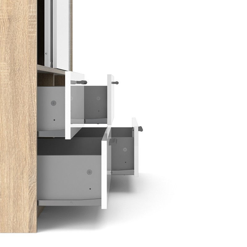 Thumbnail: Line Wardrobe - 2 Doors 4 Drawers in Oak with White High Gloss