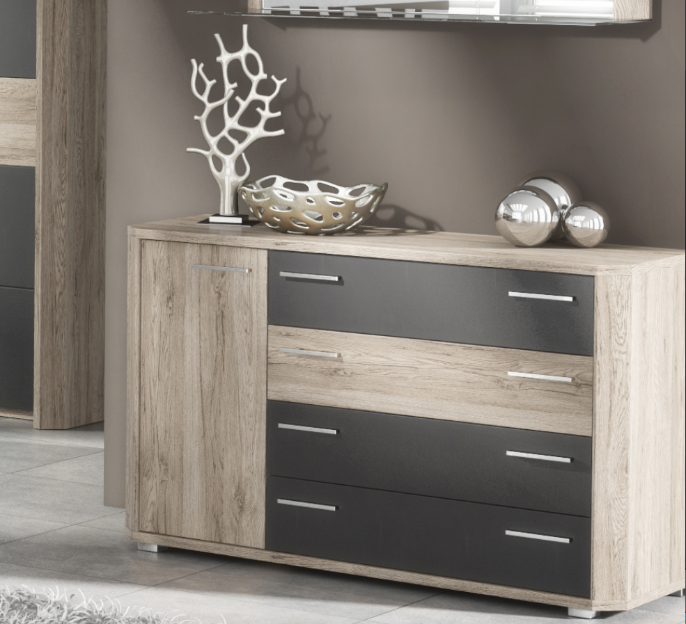 Jensen - Dark Brown With Oak Effect Chest Of Drawers Dresser