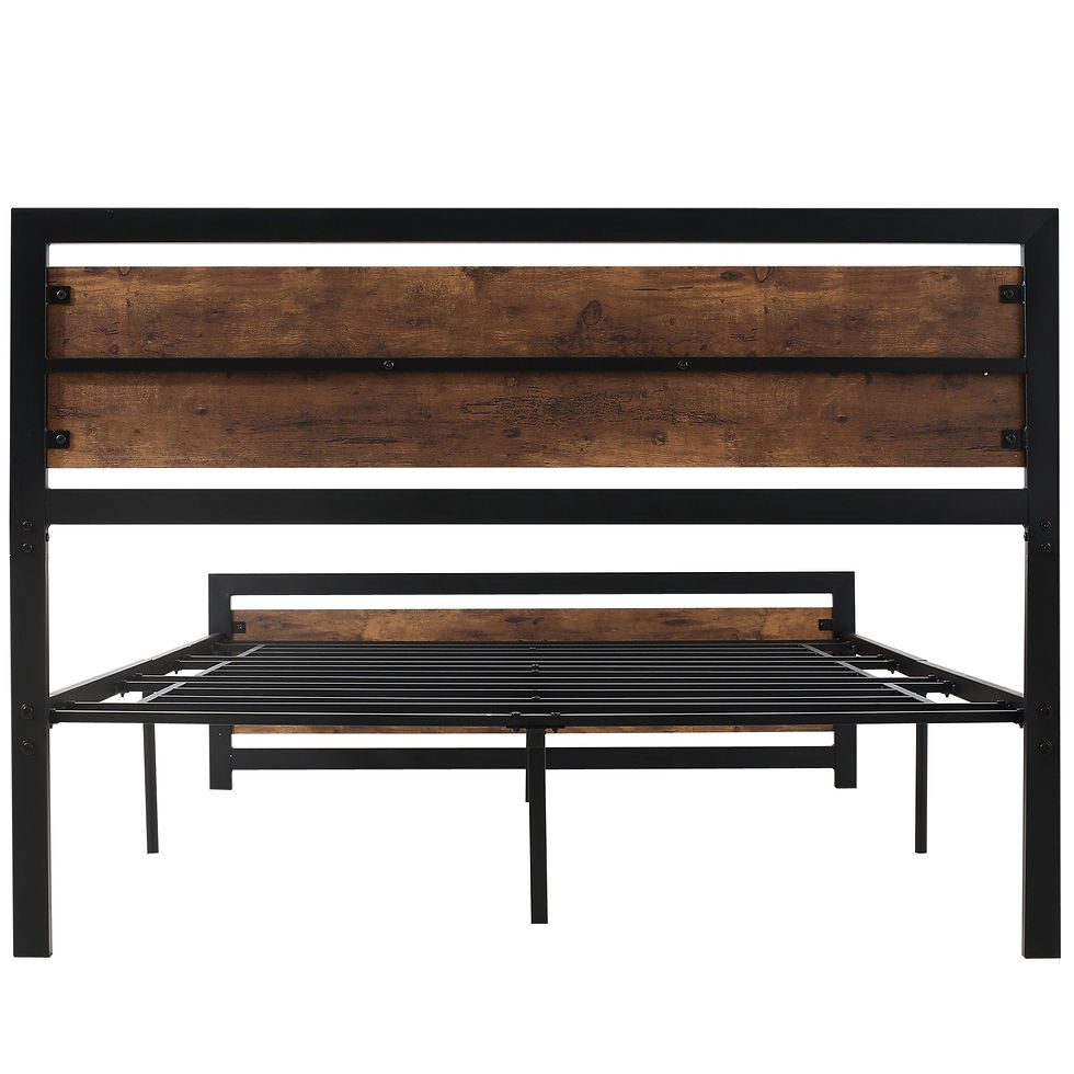 Thumbnail: Full Bed Frame Twin Size Metal Bed w/ Headboard, Footboard, No Box Spring Needed