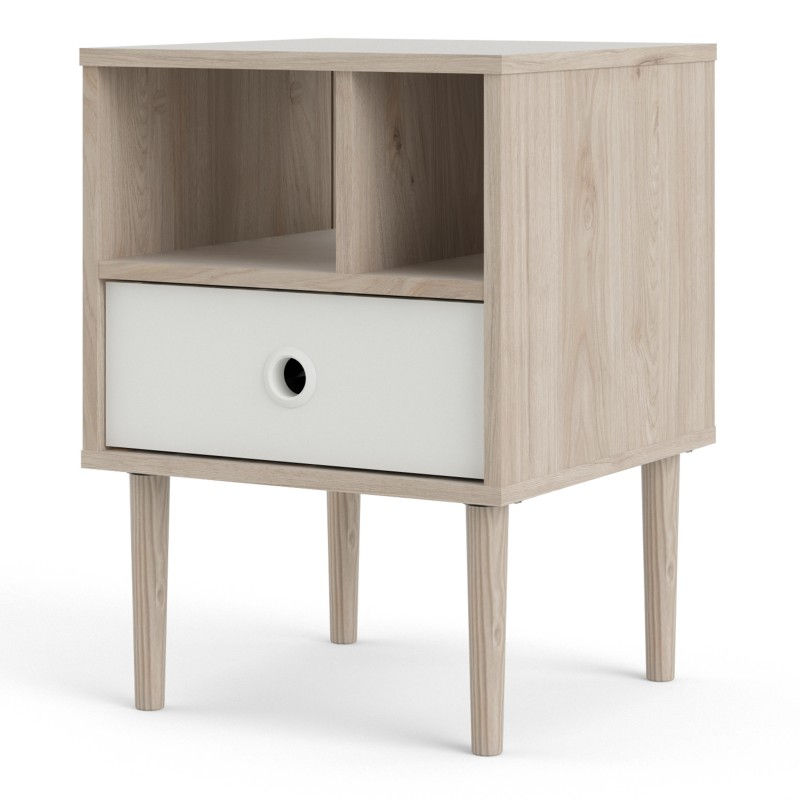 Thumbnail: Rome Bedside 1 Drawer in Jackson Hickory Oak with White