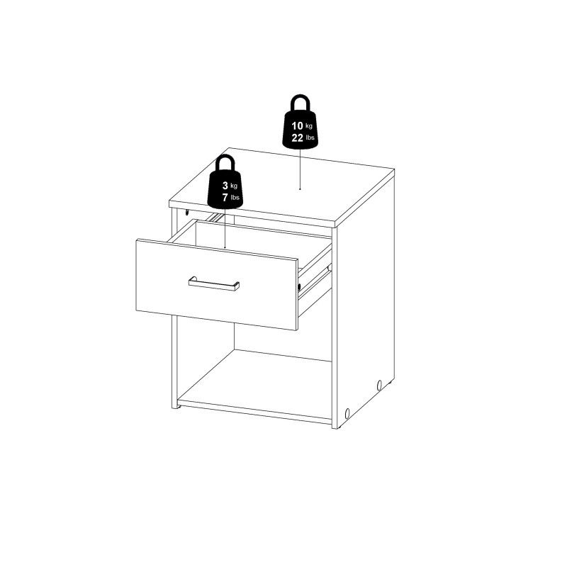 Thumbnail: Space Bedside 1 Drawer in White