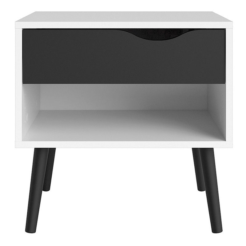 Thumbnail: Oslo Bedside 1 Drawer in White and Black Matt