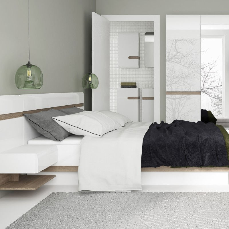 Thumbnail: Chelsea Bedroom Kingsize Bed in white with a Oak trim with Lift Up Function