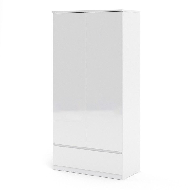 Thumbnail: Naia Wardrobe with 2 doors + 1 drawer in White High Gloss