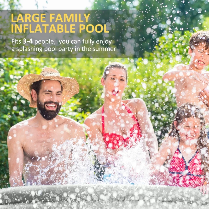 Thumbnail: Inflatable Family-Sized Round Swimming Pool with Hand Pump 274cm x 76cm in Grey